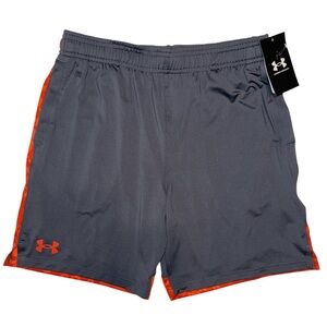 Under Armour Tech Vent Boys Shorts Gray and Orange YL